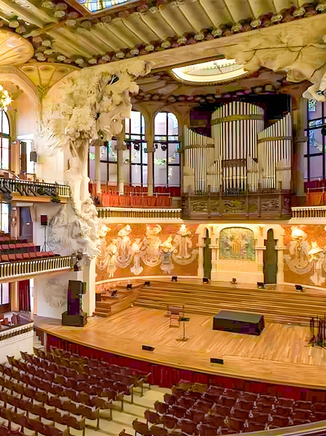 Palau de La Música Catalana interior, venue for Gran Gala Flamenco Show in Barcelona.