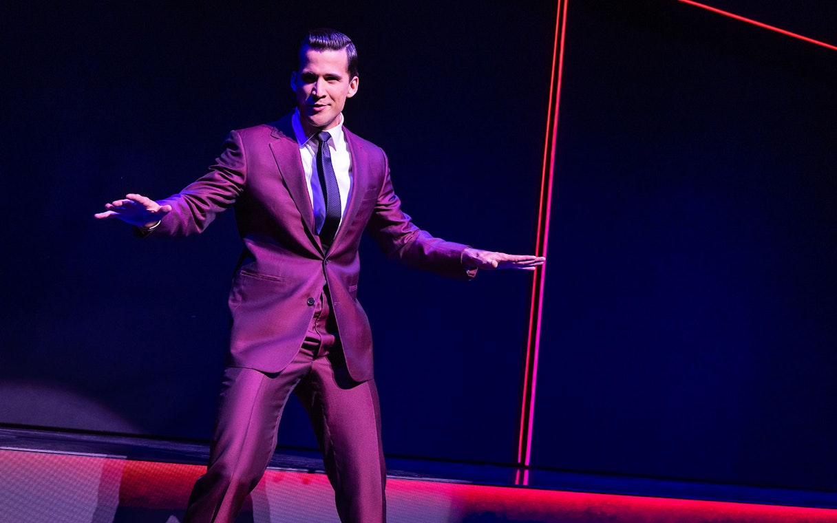 Performer on stage during Maybe Happy Ending Broadway show.