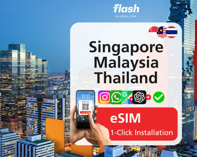 Singapore, Malaysia & Thailand eSIM 5G/LTE - Unlimited Data - Flash Global SIM (Product 54304)