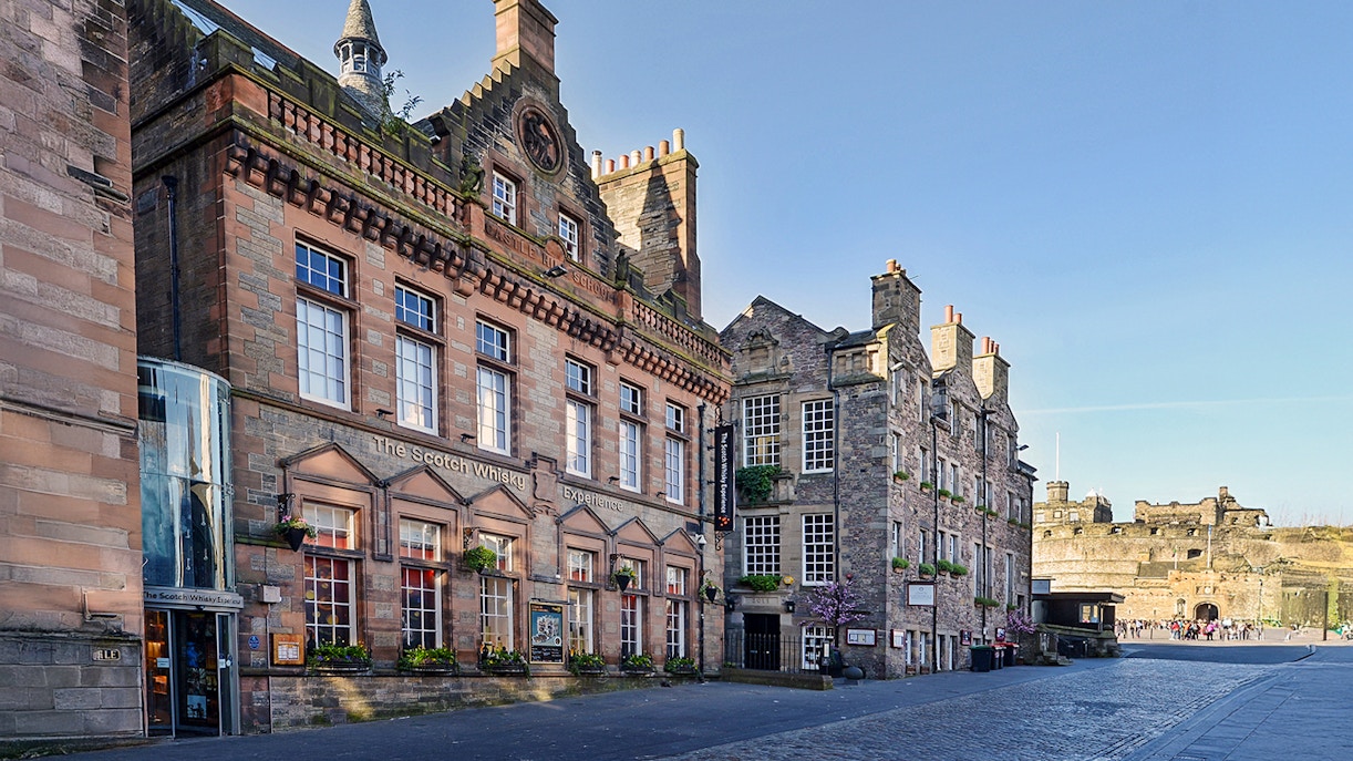 Scotch Whisky Experience building in Edinburgh, featuring The Silver Tour signage.