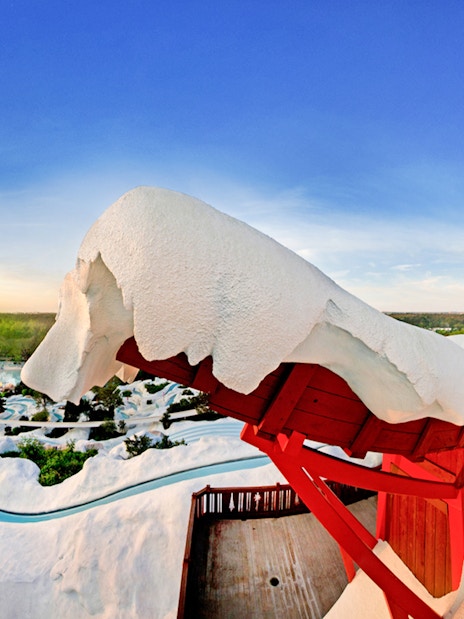 Ski resort-themed water slide at Blizzard Beach, Walt Disney World Resort, Orlando.