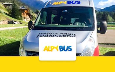 AlpyBus vehicle for transfers between Geneva Airport and Sallanches.