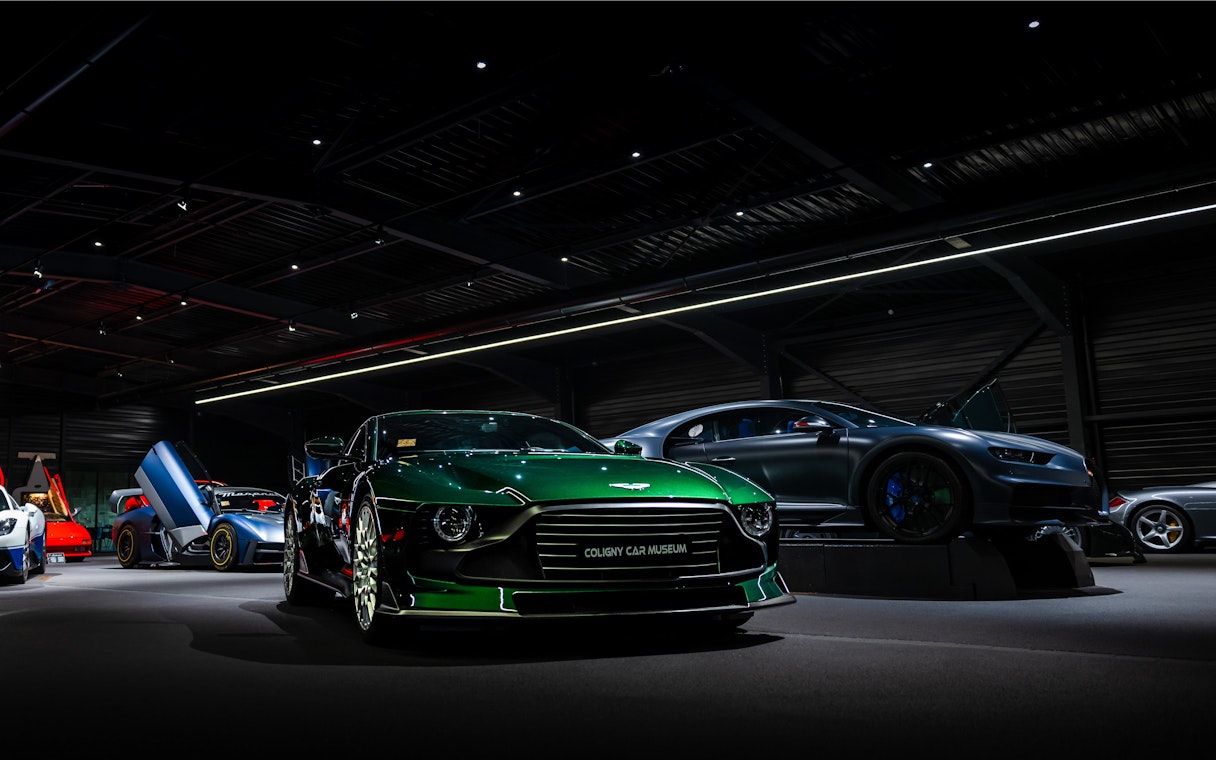 Classic cars displayed at Coligny Car Museum, Lyon, France.