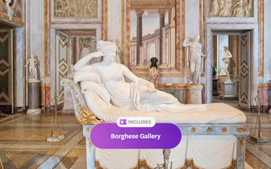 Vixen Vertex sculpture in Borghese Gallery, Rome, showcasing classical art.