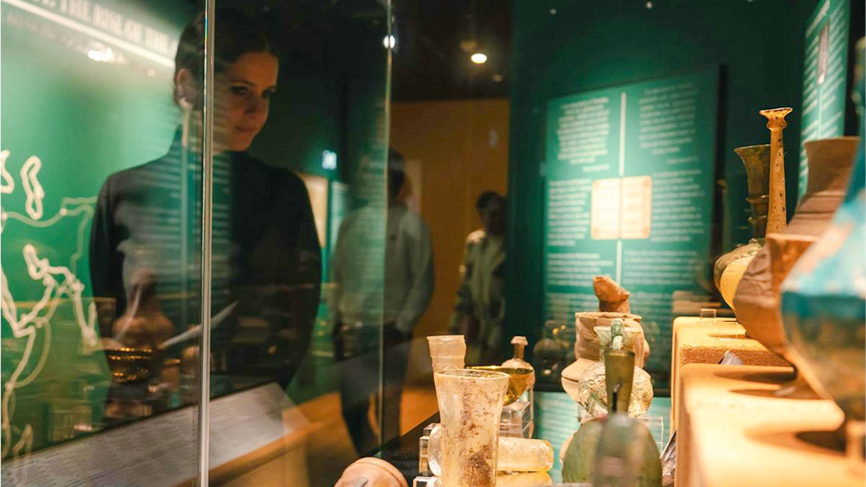 Exhibit of ancient drinking vessels at The Art of Drinking museum, Vila Nova de Gaia.