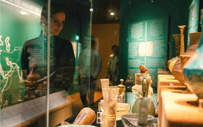Exhibit of ancient drinking vessels at The Art of Drinking museum, Vila Nova de Gaia.