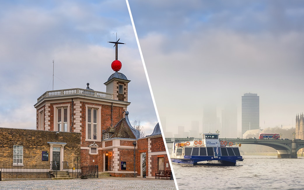 Royal Observatory and sightseeing cruise on the Thames River in London.