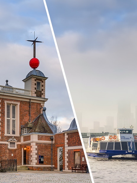 Royal Observatory and sightseeing cruise on the Thames River in London.
