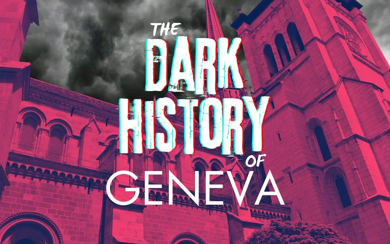 St. Pierre Cathedral with stormy sky, Geneva exploration game theme