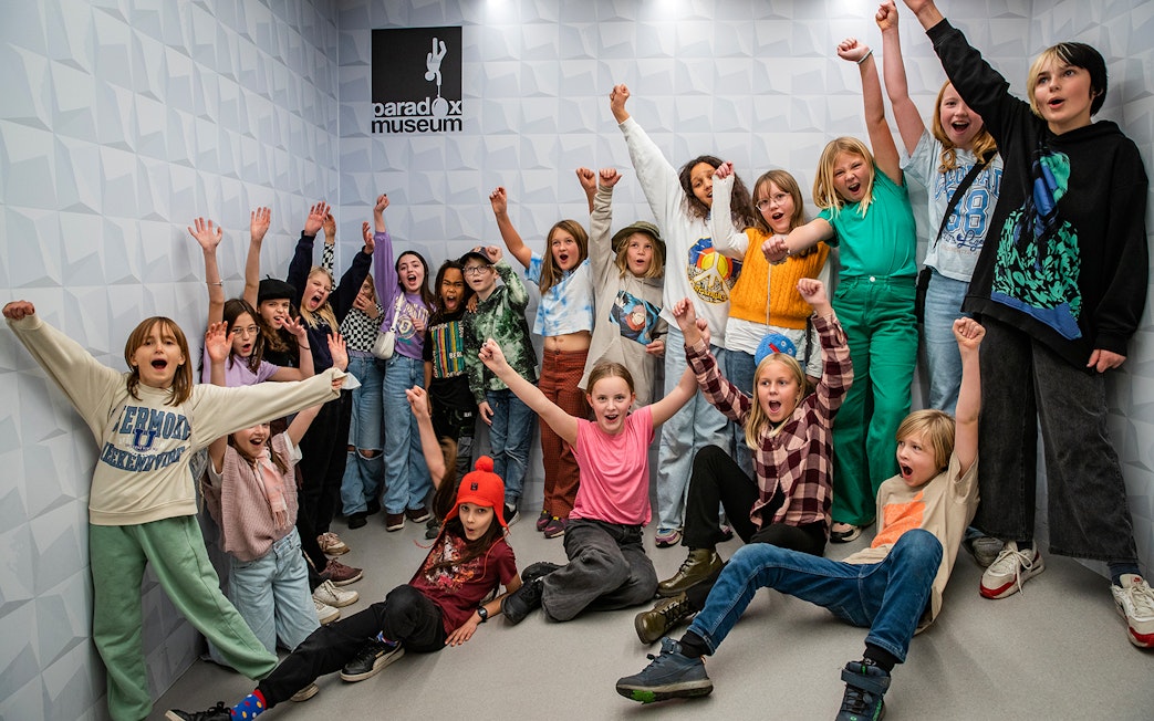 Children celebrating at Paradox Museum in Stockholm.