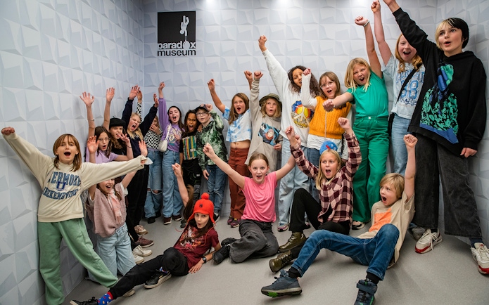 Children celebrating at Paradox Museum in Stockholm.