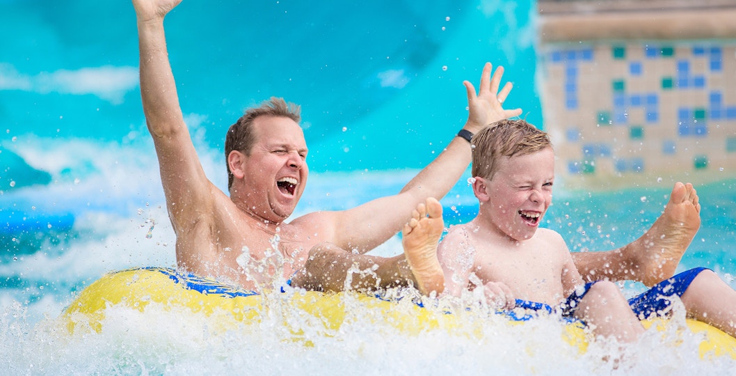 Customer enjoying slides at Aqualand