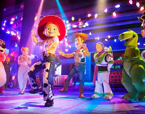 Pixar characters perform on stage in "TOGETHER: a Pixar Musical Adventure.