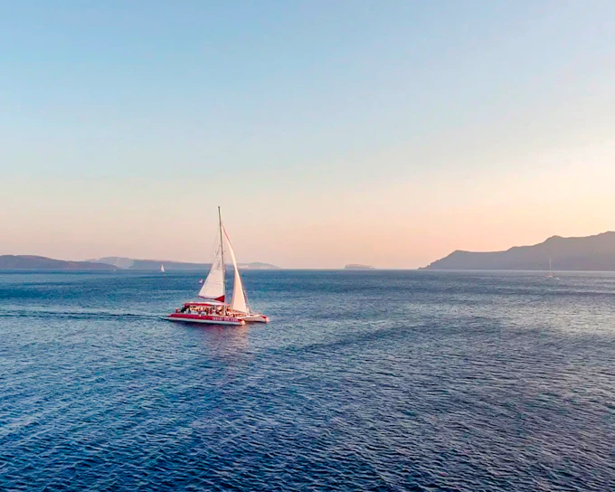 Santorini Catamaran Cruise with Greek BBQ & Drinks