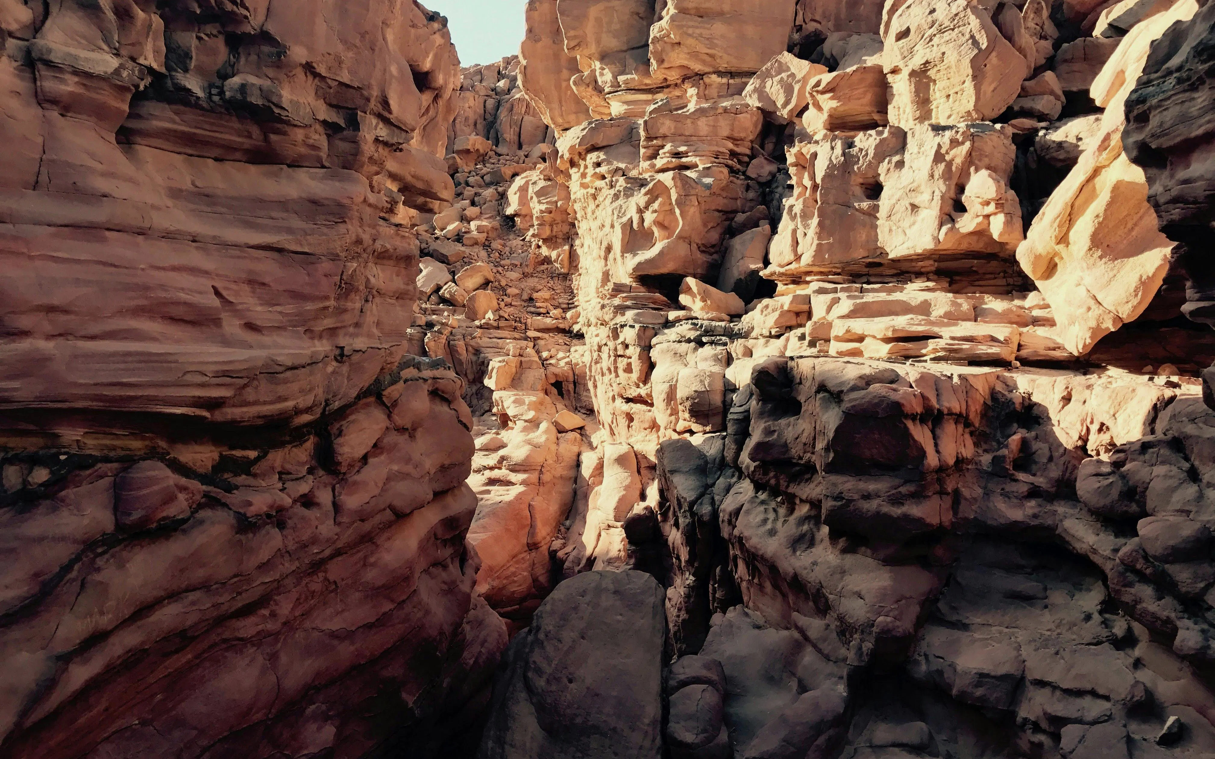 Rocky canyon landscape on Mount Sinai, Egypt, part of the St. Catherine Monastery group tour.