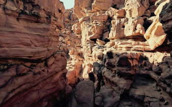 Rocky canyon landscape on Mount Sinai, Egypt, part of the St. Catherine Monastery group tour.