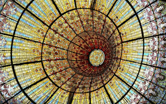 Stained glass dome at Palau de la Música Catalana, Barcelona.