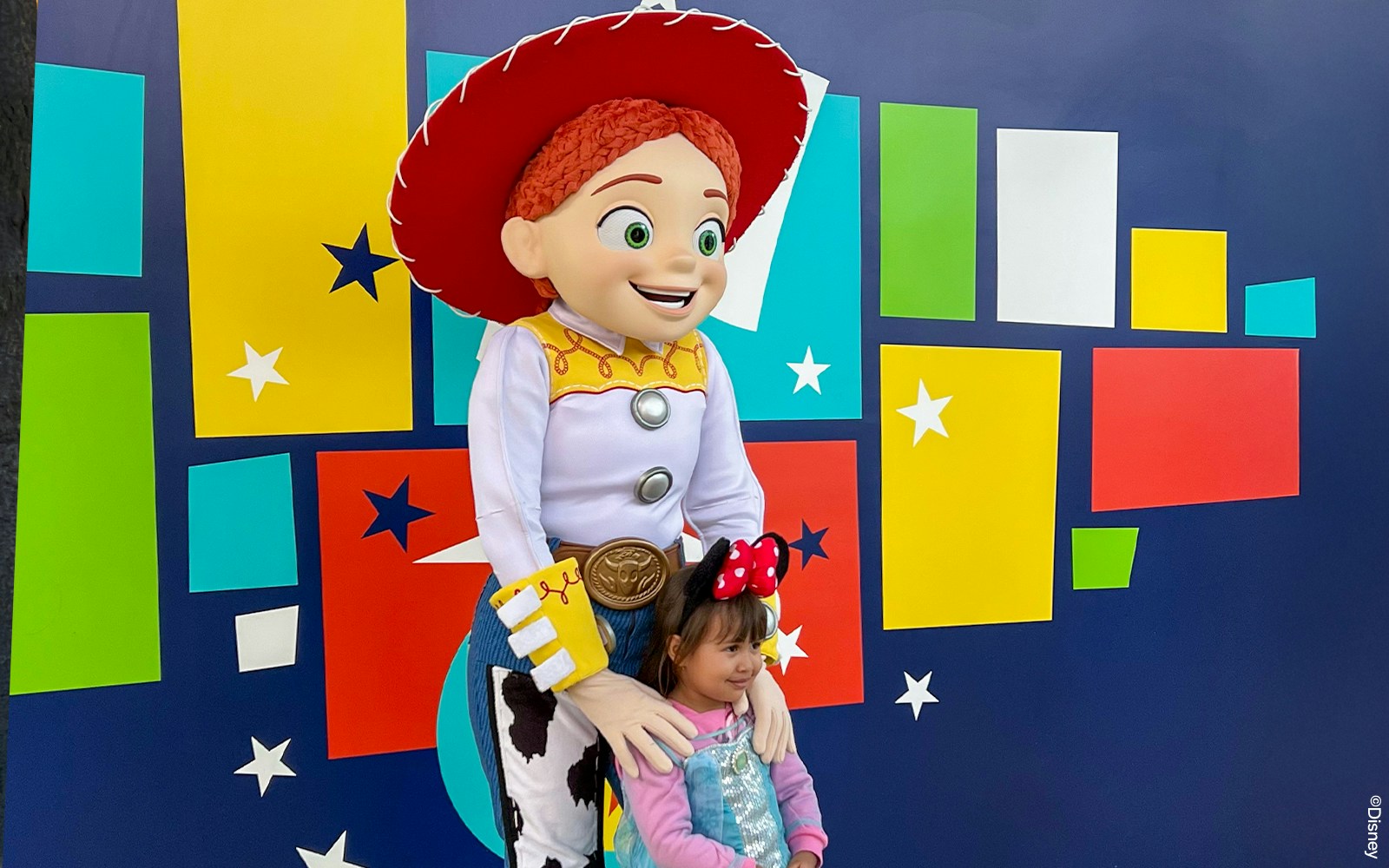 Jessie from Toy Story greeting visitors at Disneyland Paris.