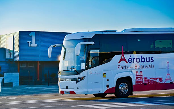 Aerobus at Paris airport terminal for Beauvais transfer.