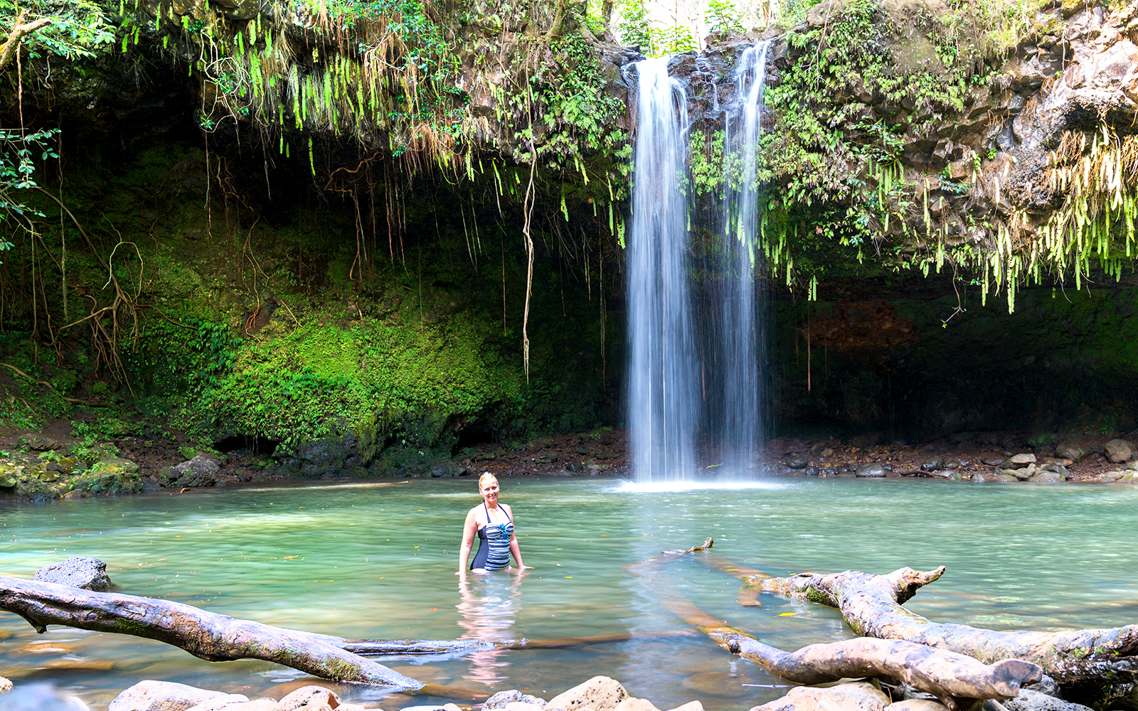 Waterfall and pool on the Premium Road to Hana tour, Maui, Hawaii.