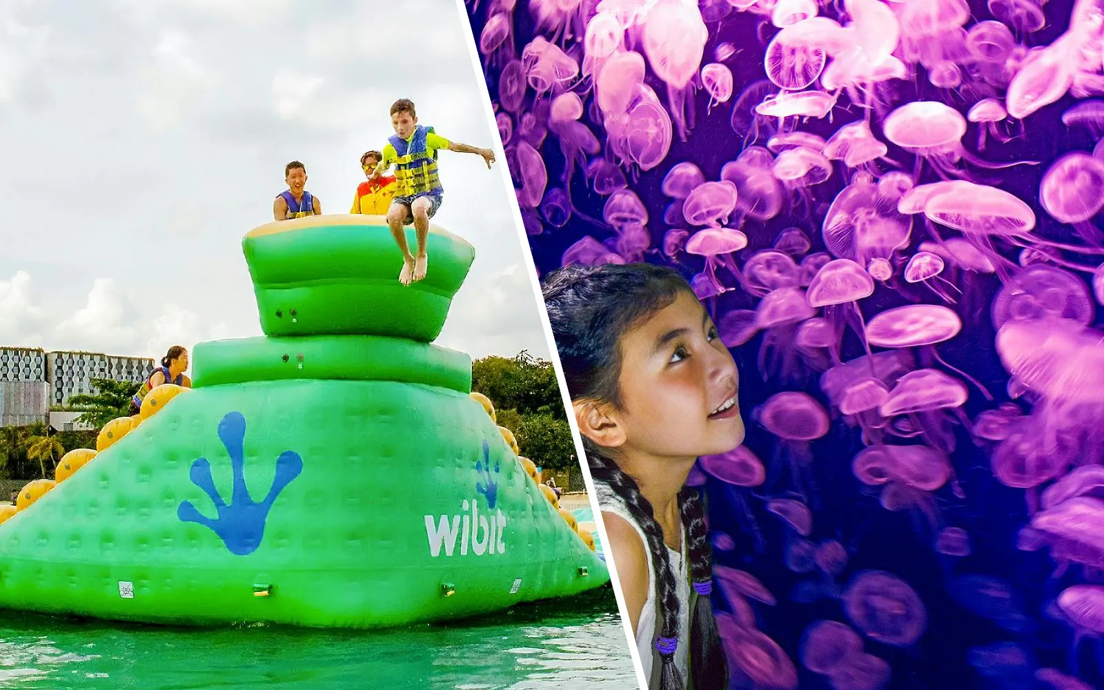 Participants on inflatable obstacle course at HydroDash Singapore.