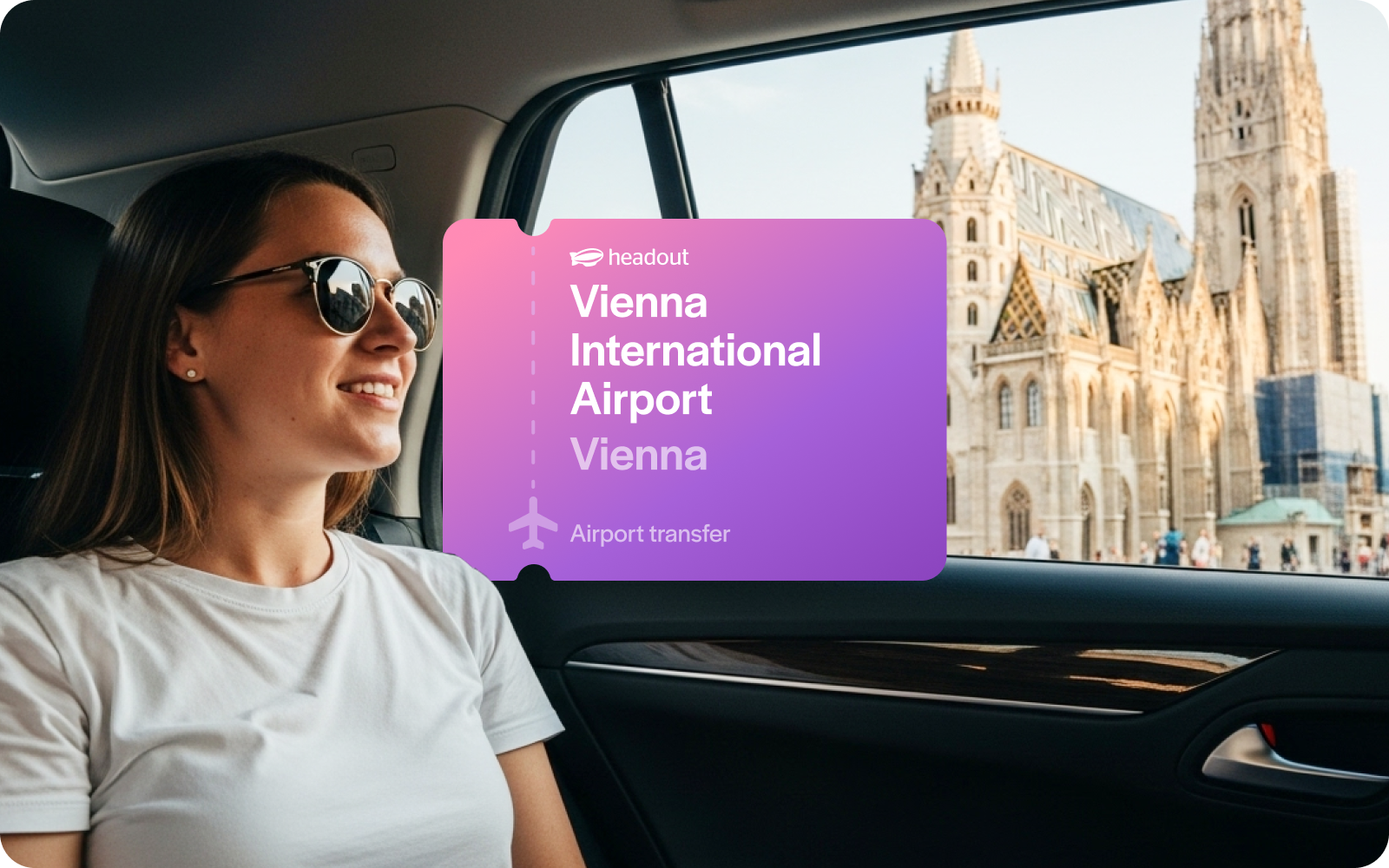 Private car transfer from Vienna International Airport with view of St. Stephen's Cathedral.