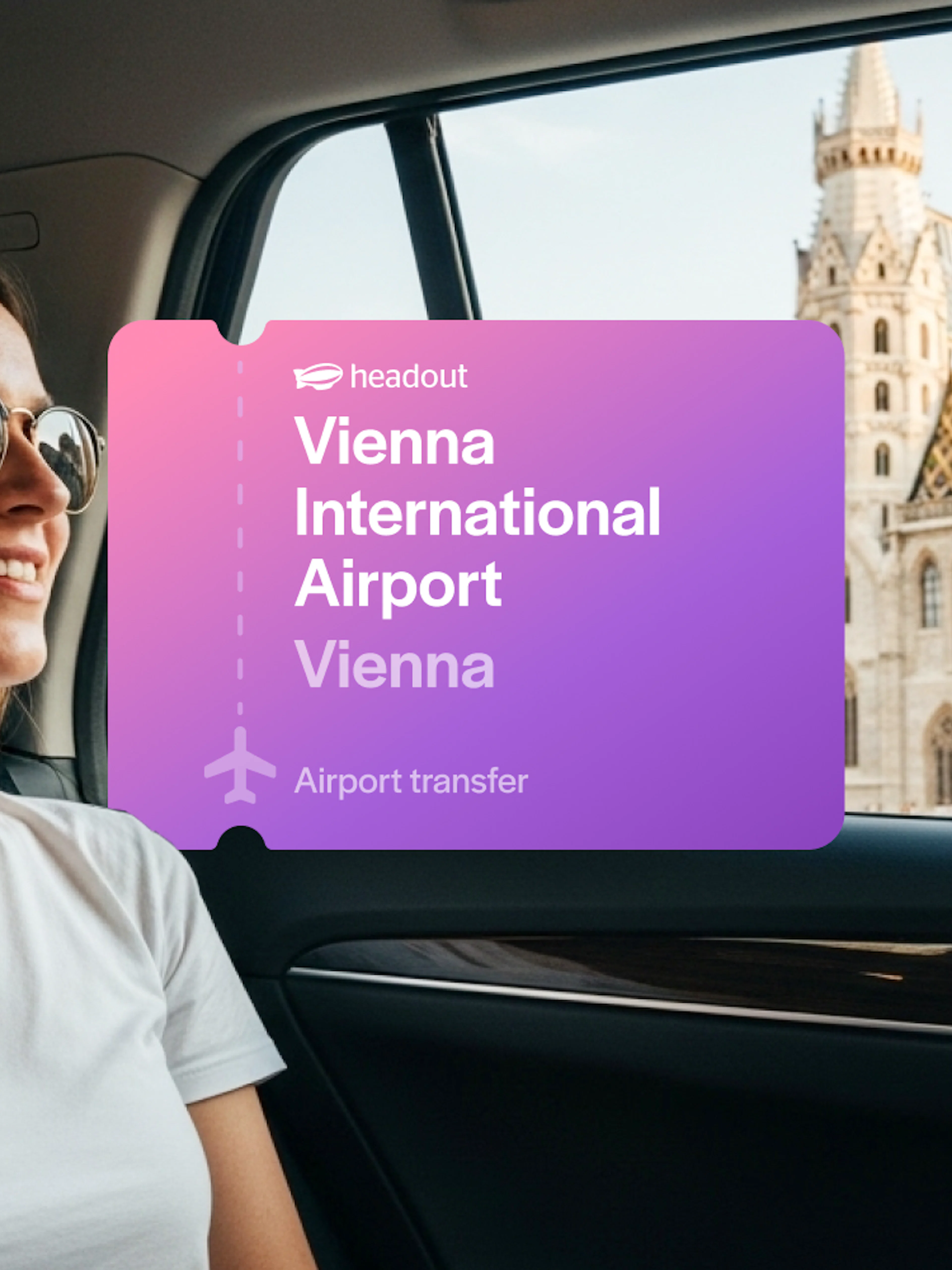 Private car transfer from Vienna International Airport with view of St. Stephen's Cathedral.