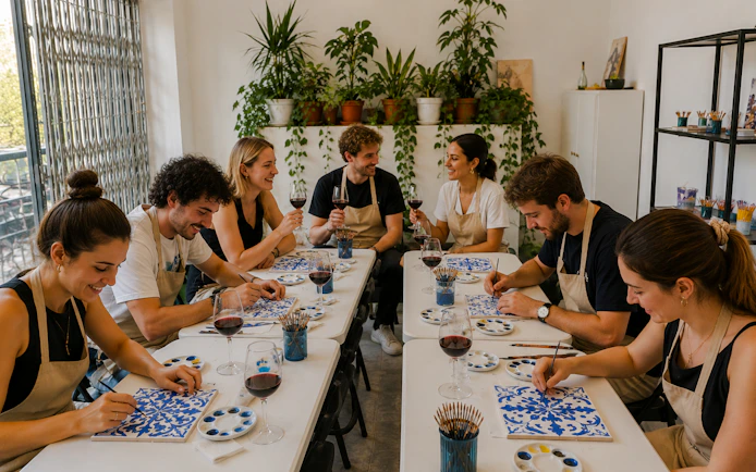 Porto Azulejo Tile Painting Workshop with Port Wine