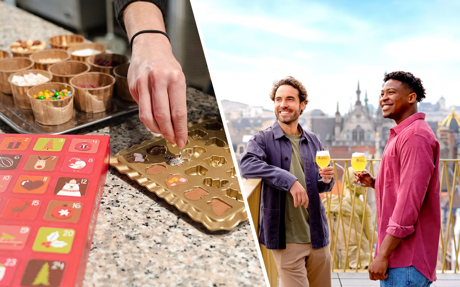 Chocolate making at Choco-Story Brussels Museum and enjoying Belgian beer on a rooftop.