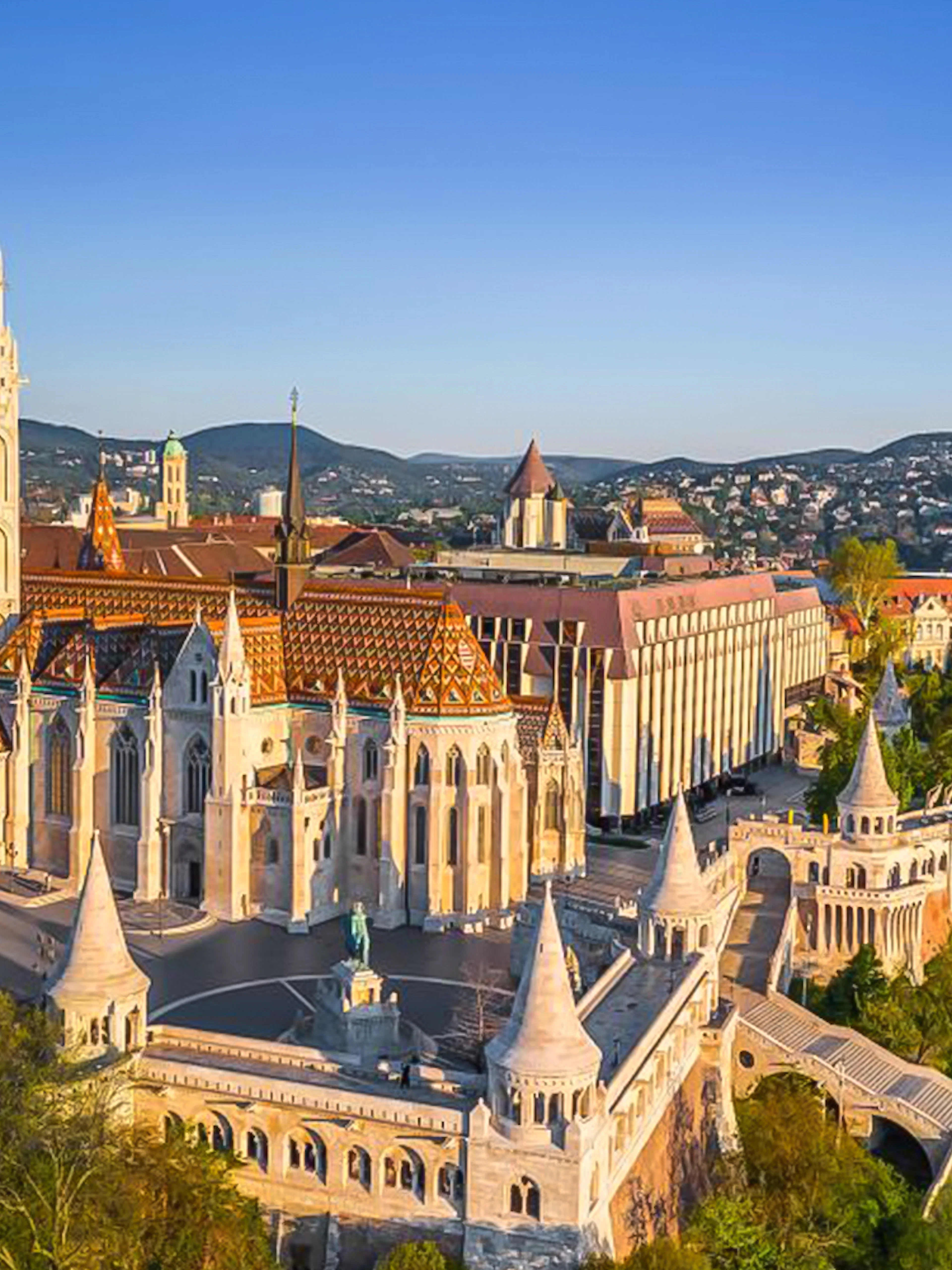 Matthias Church and Fisherman's Bastion in Budapest's Castle District.
