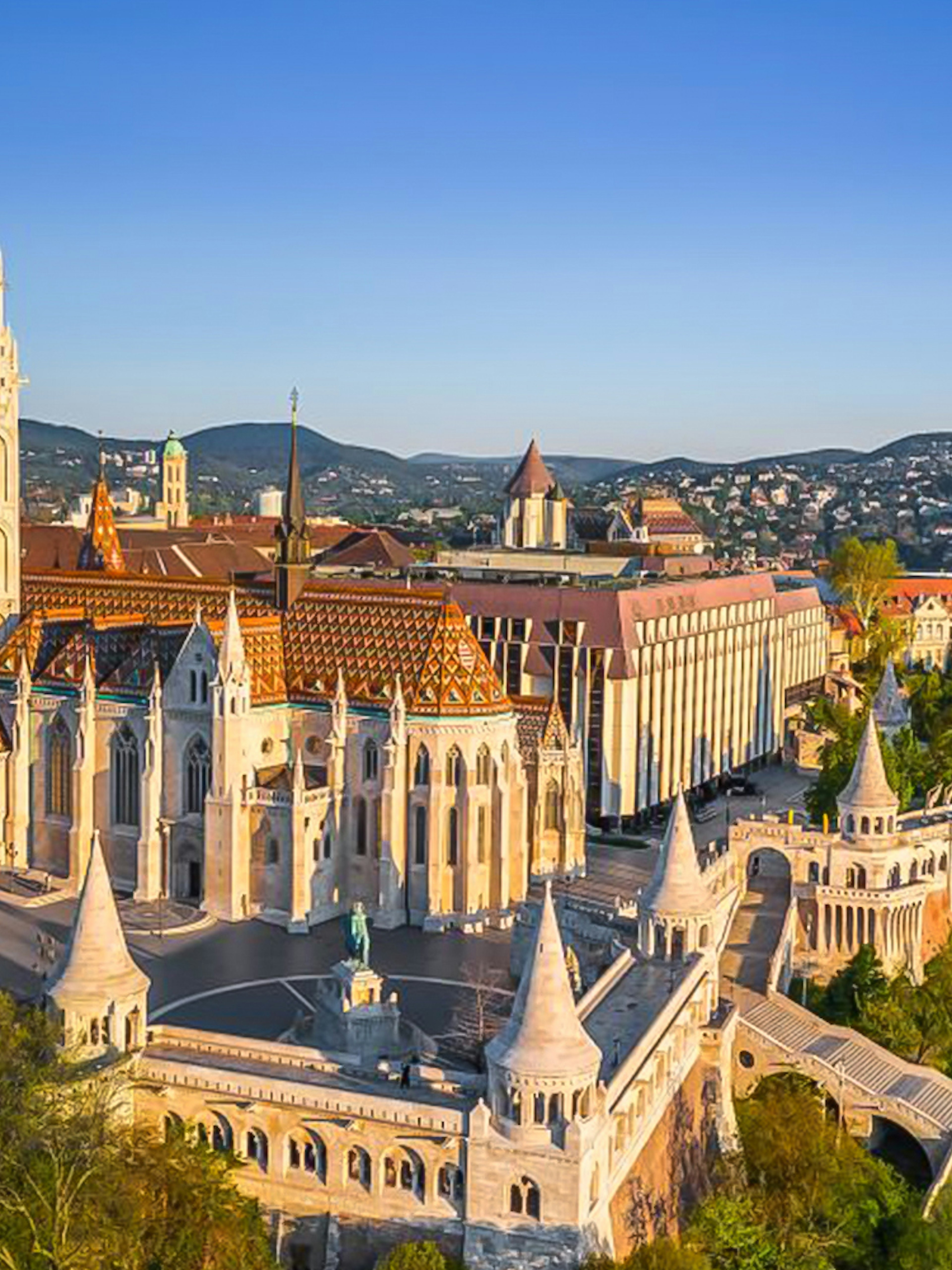 Matthias Church and Fisherman's Bastion in Budapest's Castle District.