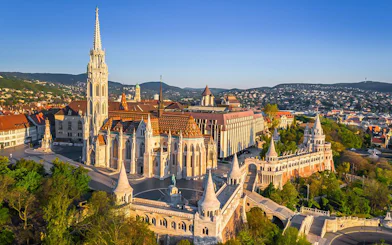 Matthias Church and Fisherman's Bastion in Budapest's Castle District.