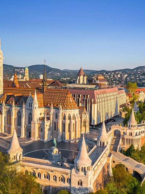Matthias Church and Fisherman's Bastion in Budapest's Castle District.