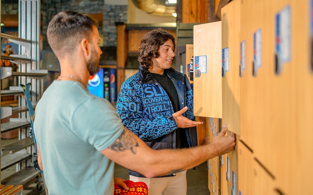 Visitors using lockers at Ski Dubai Snow Park.