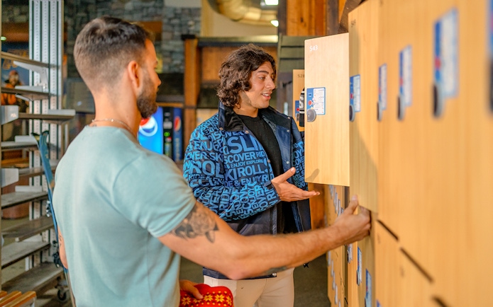 Visitors using lockers at Ski Dubai Snow Park.