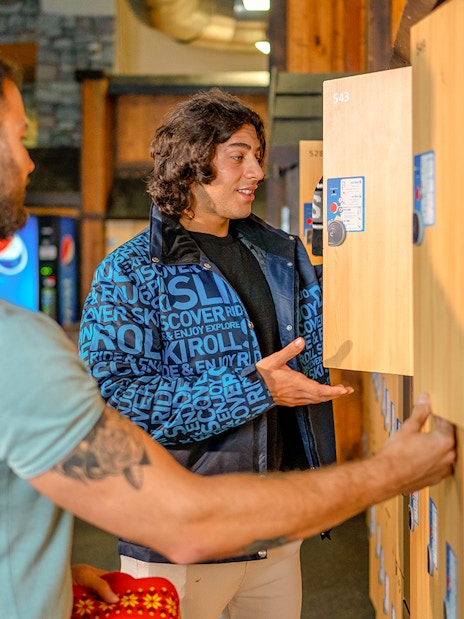 Visitors using lockers at Ski Dubai Snow Park.