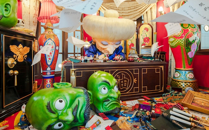Ghibli Park Directors Room with character figure and colorful decor.