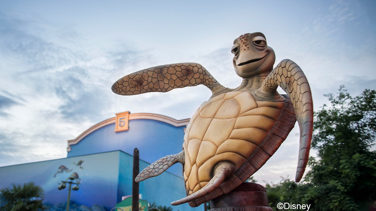 Crush's Coaster ride at Disneyland Paris with spinning turtle shell cars.