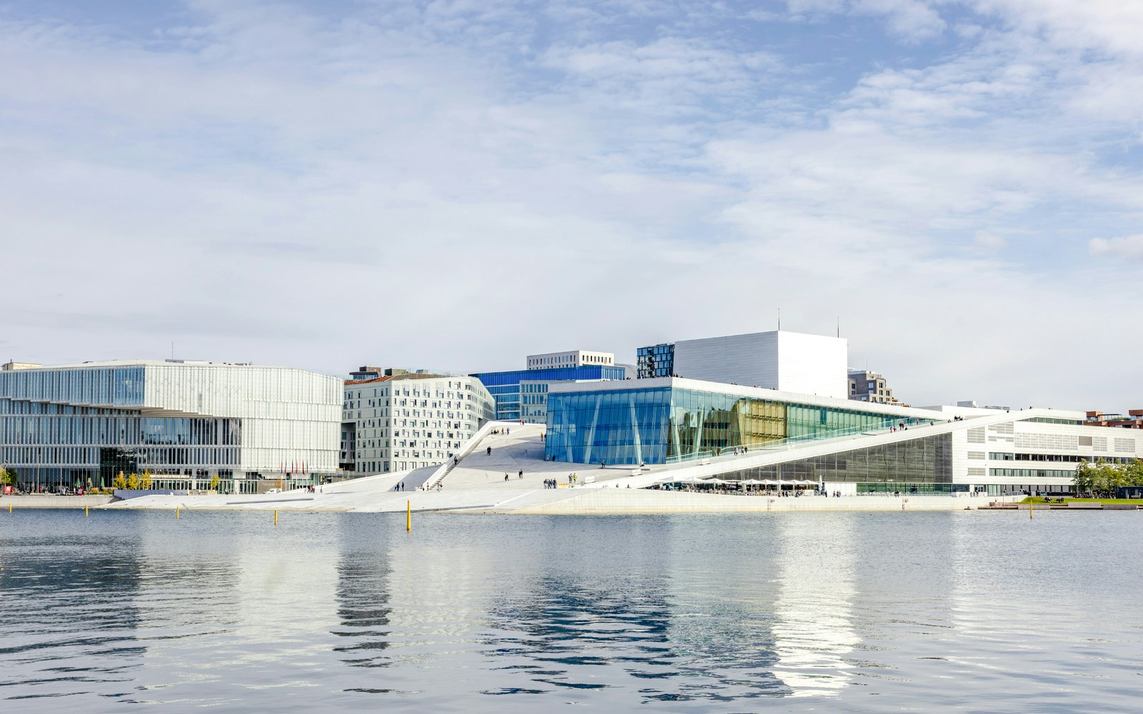 Oslo Fjord sightseeing cruise with view of the Opera House in Oslo, Norway.