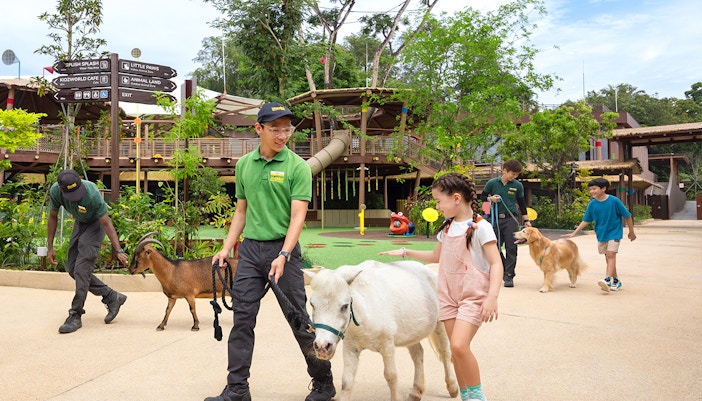 Guests exploring interactive exhibits at KidzWorld, Singapore Zoo.
