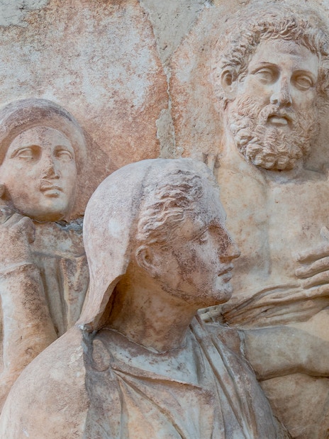 Grieving family depicted on a votive burial stele, Keramikos, National Archaeological Museum.