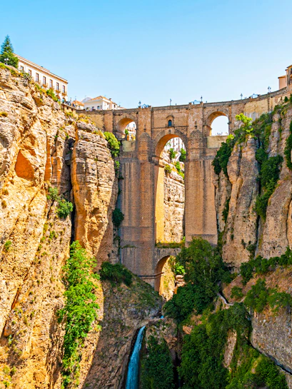 Puente Nuevo bridge spanning El Tajo gorge in Ronda, Spain, seen on Málaga to Ronda tours.