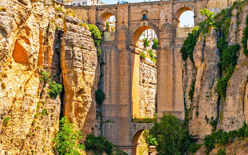 Puente Nuevo bridge spanning El Tajo gorge in Ronda, Spain, seen on Málaga to Ronda tours.