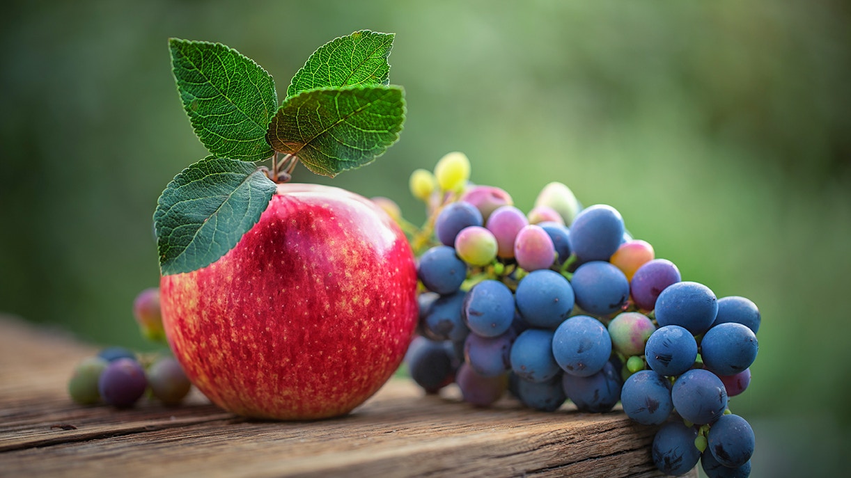 Fruits on an old wooden table