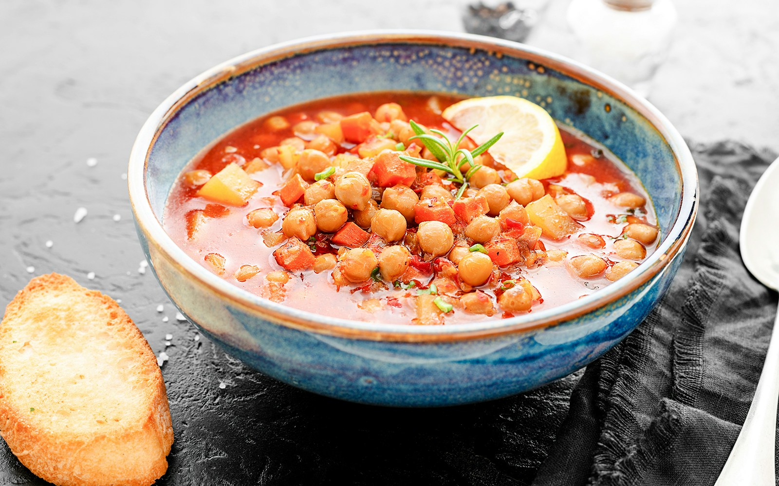 Moroccan chickpea soup served at a dinner show in Marrakech.