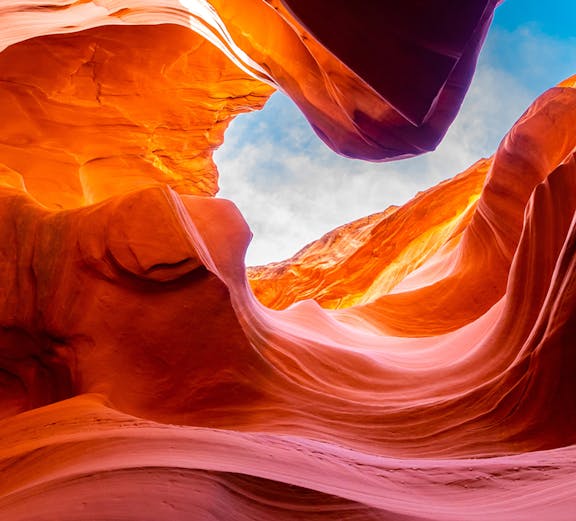 Lower Antelope Canyon's vibrant sandstone formations and narrow passageways.