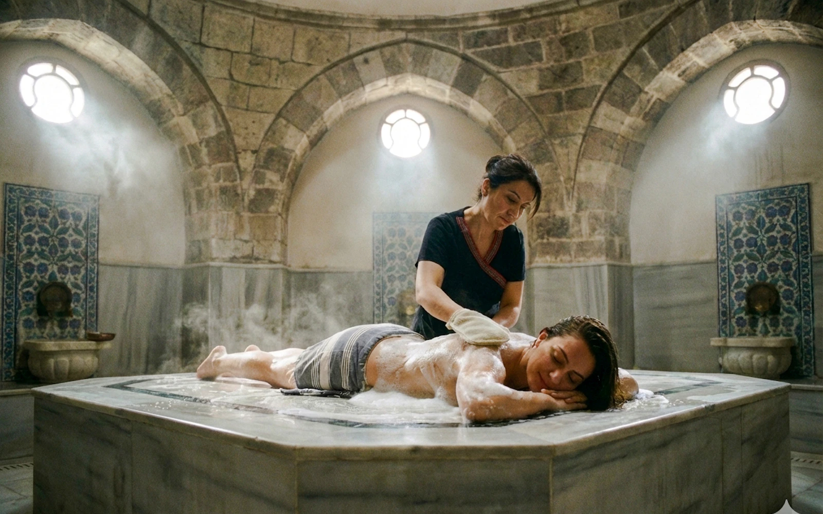 Side Turkish Bath with Kese Scrub, Foam and Oil Massage