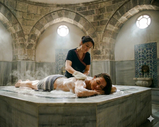 Side Turkish Bath with Kese Scrub, Foam and Oil Massage