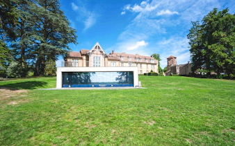 Clairefontaine French National Football Center building and grounds in Paris, France.