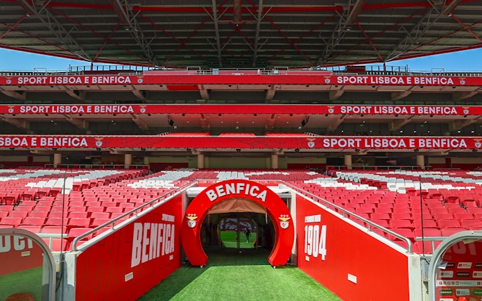 Benfica Stadium players tunnel leading to the field, Lisbon, Portugal.